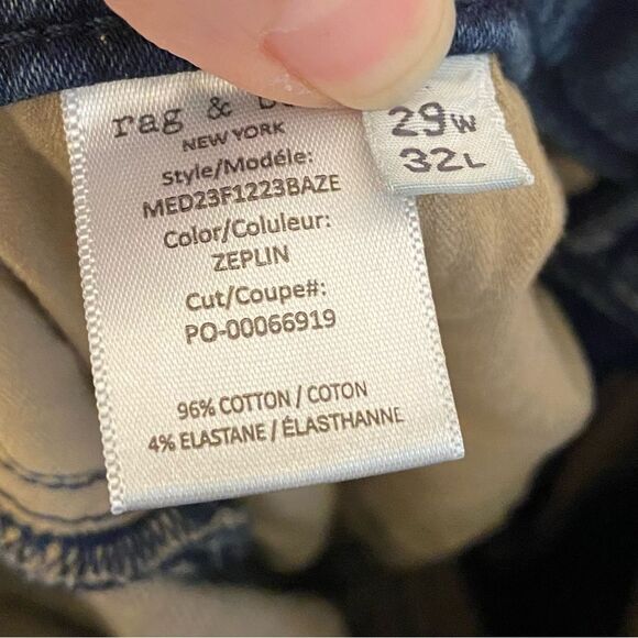 Rag and Bone Jeans Fit 2 Zeplin loopback slim mens 29 X 32 - Picture 11 of 12